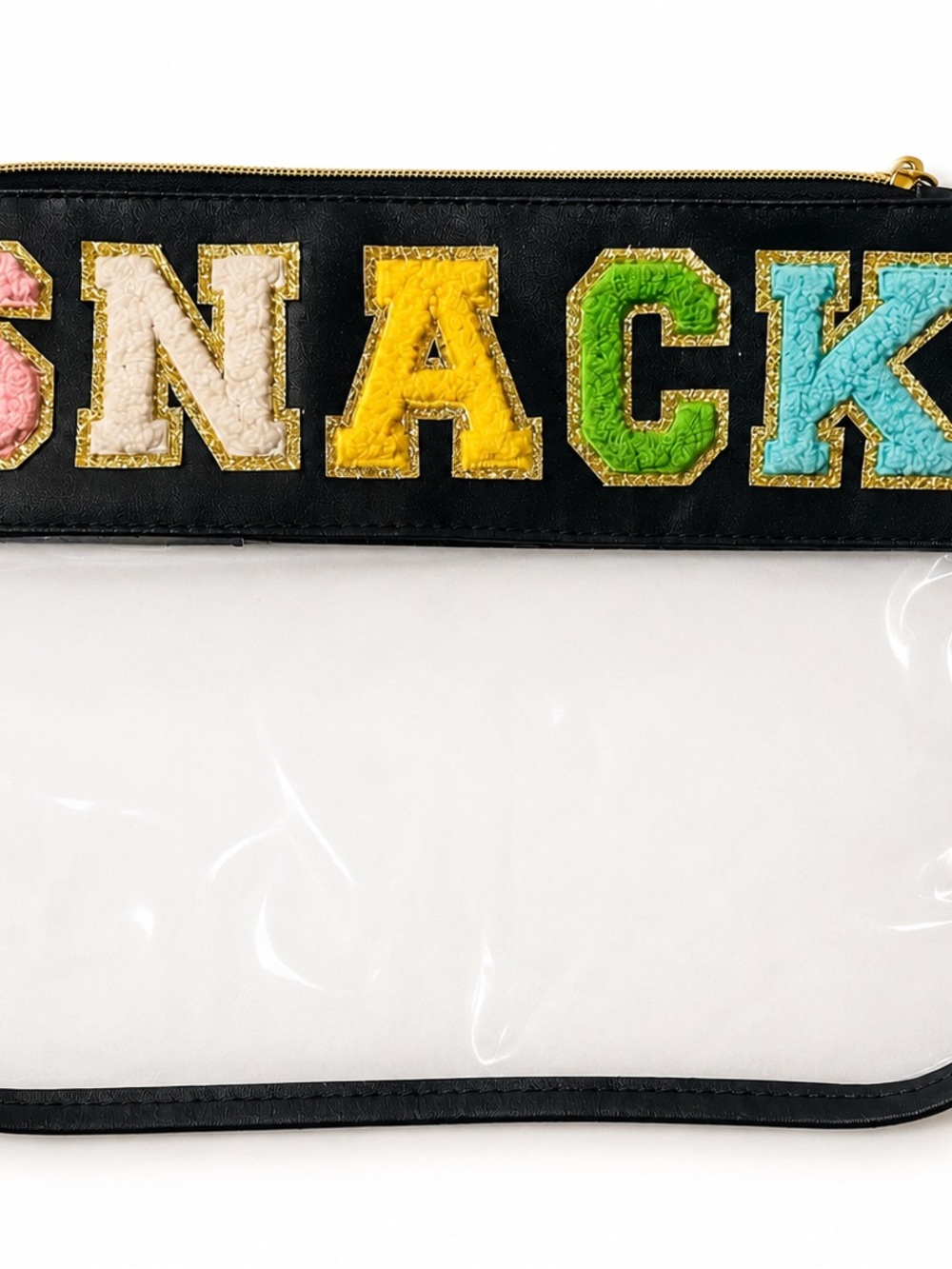 “SNACK” chenille patch bag